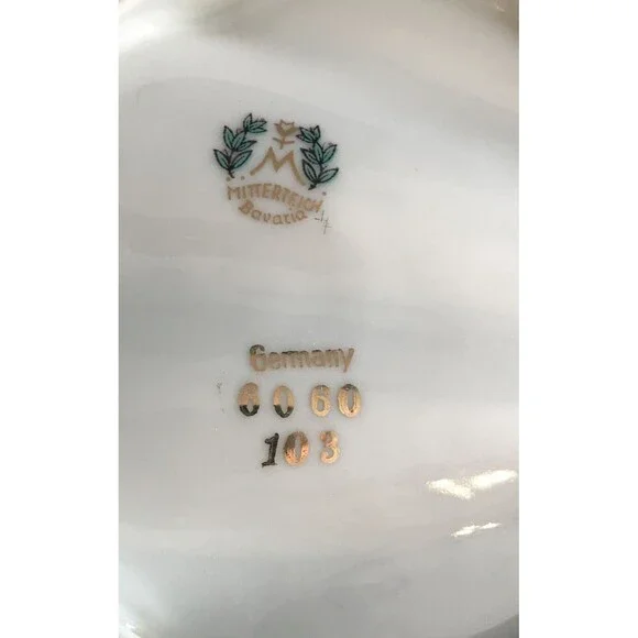 Vintage Mitterteich Porcelain Shell Dish Pink Roses Gold Trim Trinket Candy Dish - Picture 5 of 5